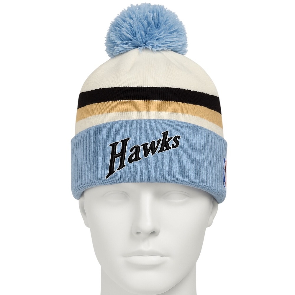 NWT New Era NBA Atlanta Hawks Pom Beanie CE Knit OSFM Blue Cream Winter Hat
